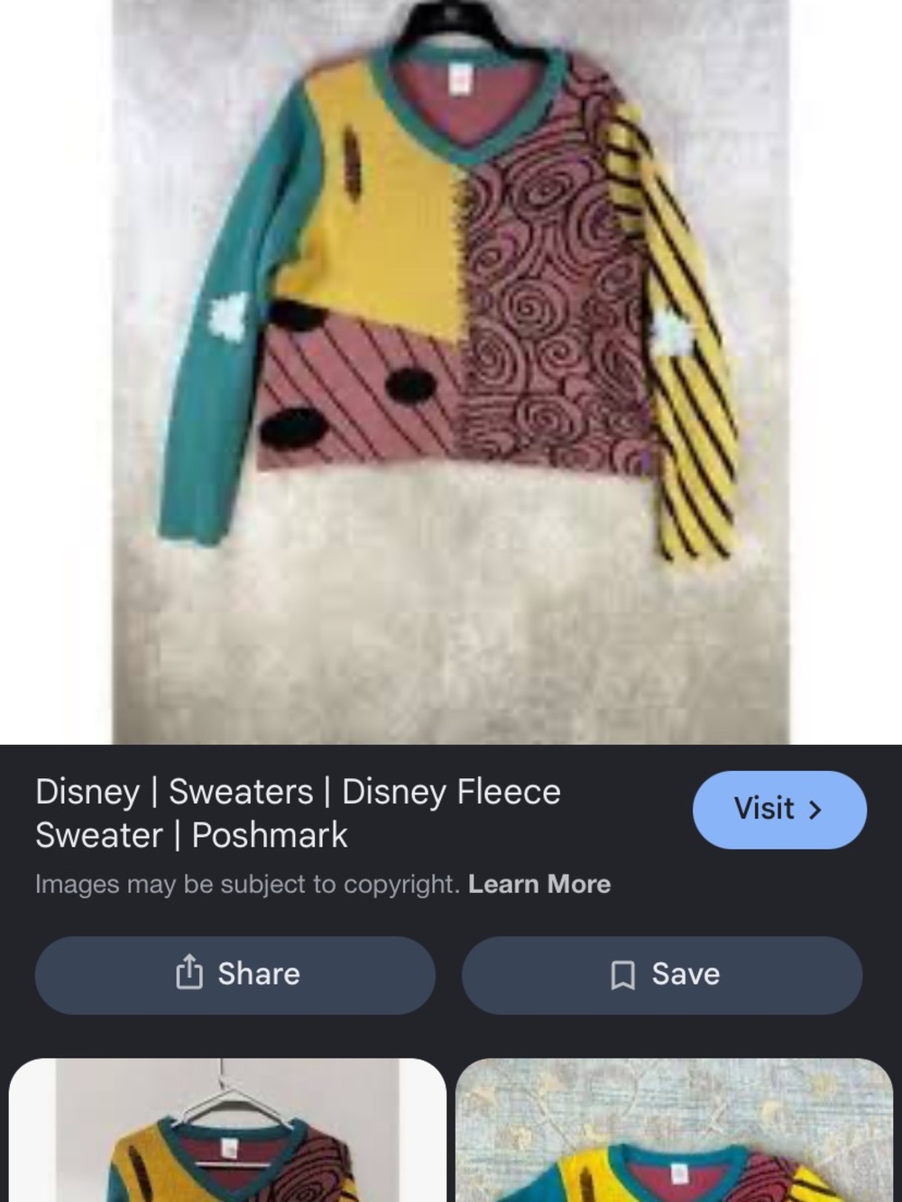 Nightmare before Christmas V-Neck Sweater in Teal, Mustard & Rose